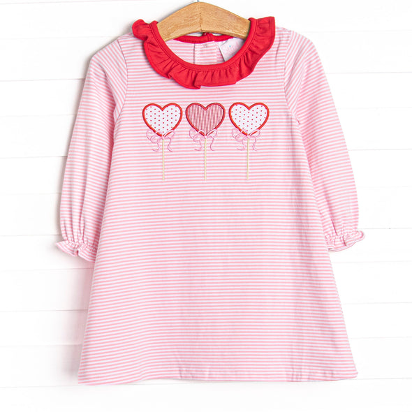 Lollipop Love Applique Dress, Pink