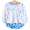 Denim Dot Daisies Diaper Set, Blue