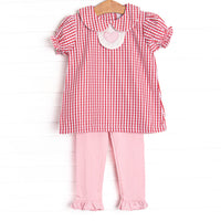 Forget Me Not Embroidered Ruffle Legging Set, Red