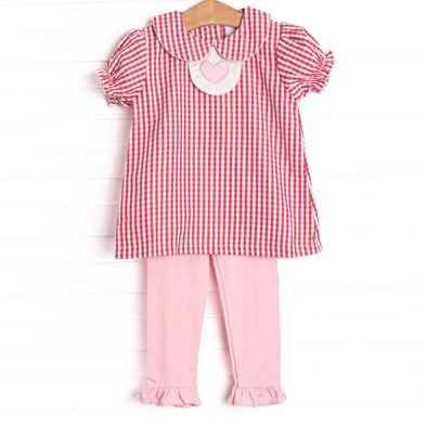 Forget Me Not Embroidered Ruffle Legging Set, Red