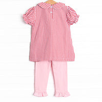 Forget Me Not Embroidered Ruffle Legging Set, Red