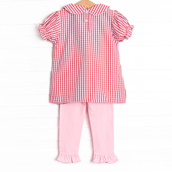 Forget Me Not Embroidered Ruffle Legging Set, Red