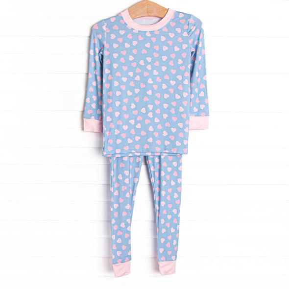 Valentine Blues Bamboo Pajama Set, Blue