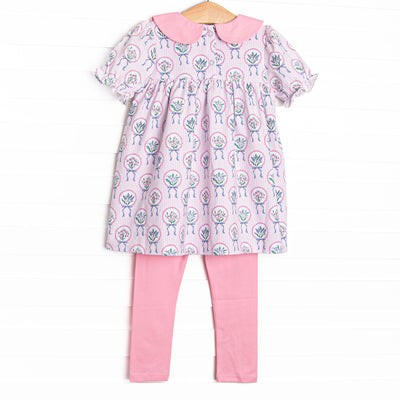 Fancy Florals Legging Set, Pink