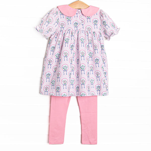 Fancy Florals Legging Set, Pink