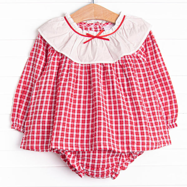 Seasons in Scarlet Diaper Set, Red Plaid
