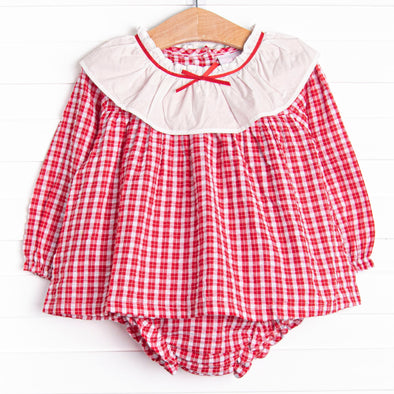 Seasons in Scarlet Diaper Set, Red Plaid