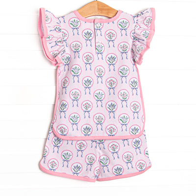 Fancy Florals Short Set, Pink