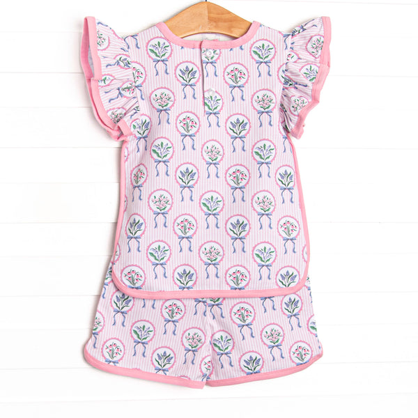 Fancy Florals Short Set, Pink