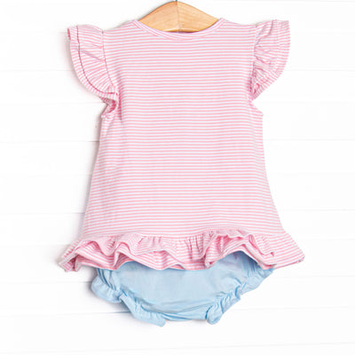 Perk Up Petals Applique Diaper Set, Pink