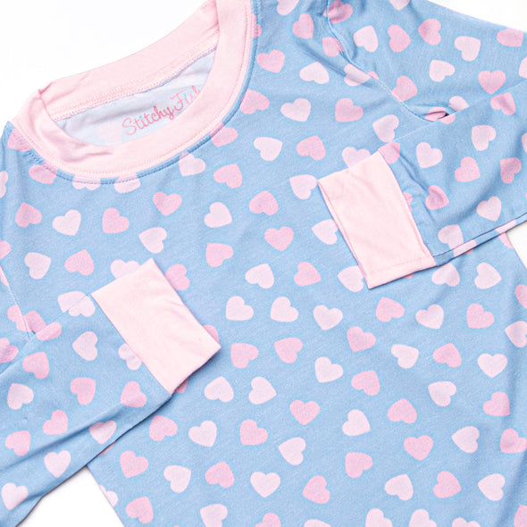 Valentine Blues Bamboo Pajama Set, Blue