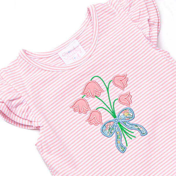 Perk Up Petals Applique Ruffle Short Set, Pink