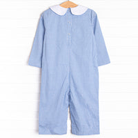 Tractor Tag Along Applique Romper, Blue