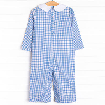 Tractor Tag Along Applique Romper, Blue