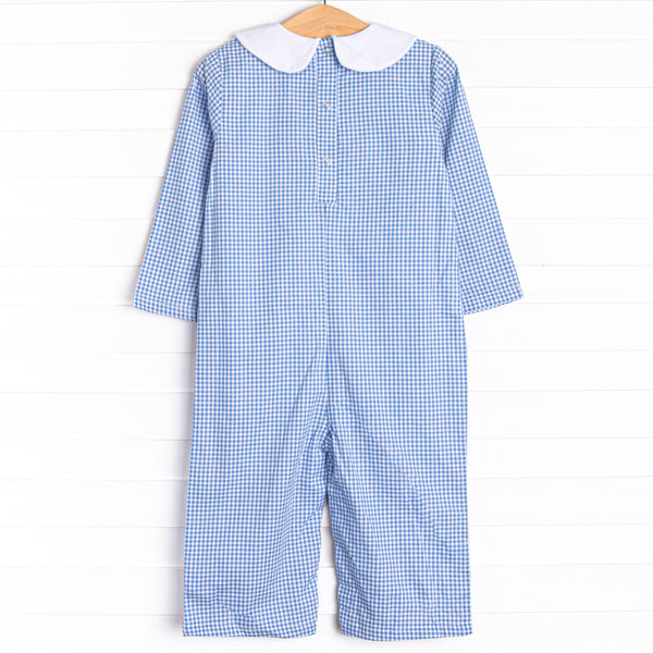 Tractor Tag Along Applique Romper, Blue