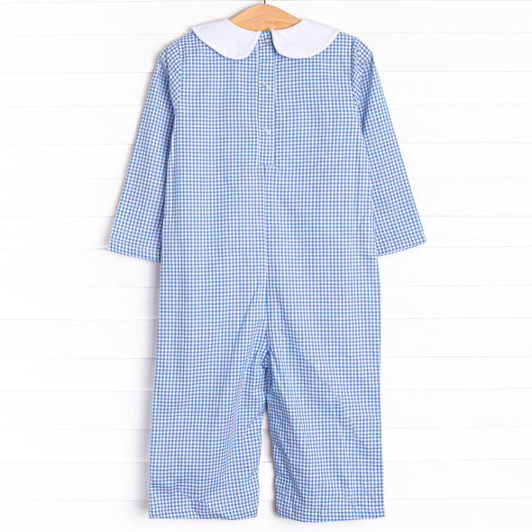 Tractor Tag Along Applique Romper, Blue