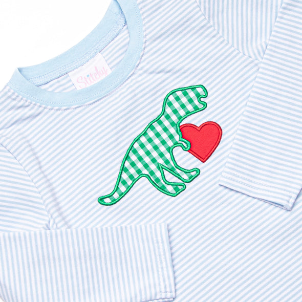 True Love T-Rex Applique Pant Set, Blue