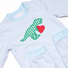 True Love T-Rex Applique Romper, Blue