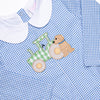 Tractor Tag Along Applique Romper, Blue