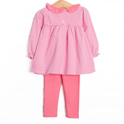 Amelia Legging Set, Medium Pink Stripe