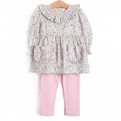 Primrose Petals Smocked Legging Set, Pink