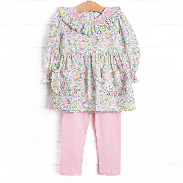 Primrose Petals Smocked Legging Set, Pink