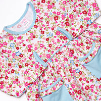 Colorful Carnations Legging Set, Blue