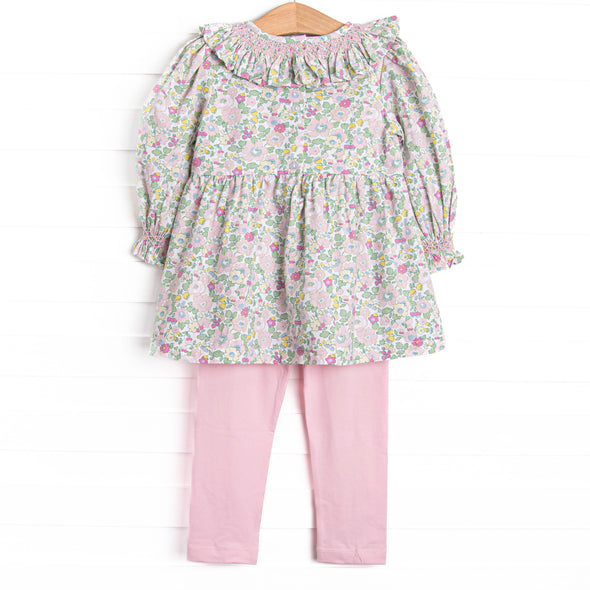 Primrose Petals Smocked Legging Set, Pink