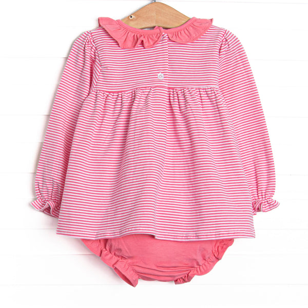 Amelia Diaper Set, Medium Pink Stripe