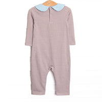 Elliot Romper, Light Blue and Brown Stripe