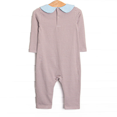 Elliot Romper, Light Blue and Brown Stripe