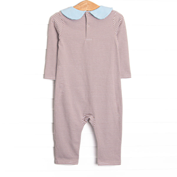 Elliot Romper, Light Blue and Brown Stripe