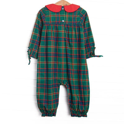 Tartan Traditions Collared Romper, Green