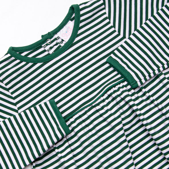 Carson Long Sleeve Bubble, Green Stripe