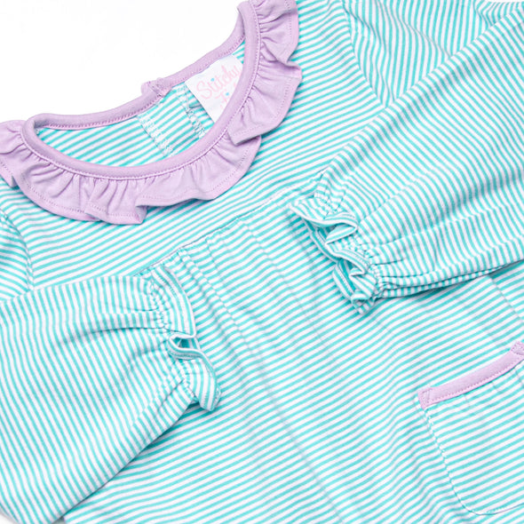 Amelia Pocket Bubble, Mint Stripe