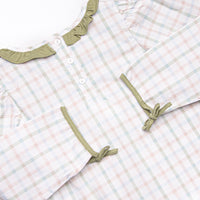 Pup in Plaid Embroidered Dress, Green