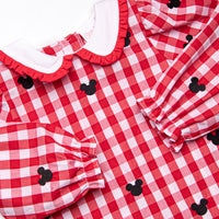 Oh Toodles Embroidered Legging Set, Red Check