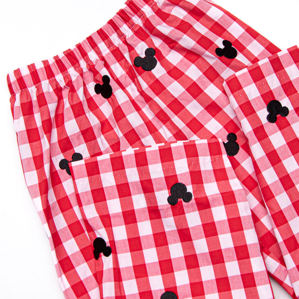 Oh Toodles Embroidered Pant Set, Red Check