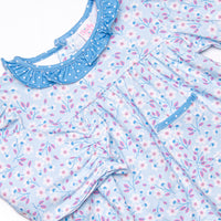 Denim Dot Daisies Diaper Set, Blue
