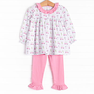Tee Time Ruffle Legging Set, Pink