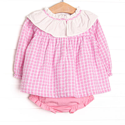Winslet Windowpane Diaper Set, Pink