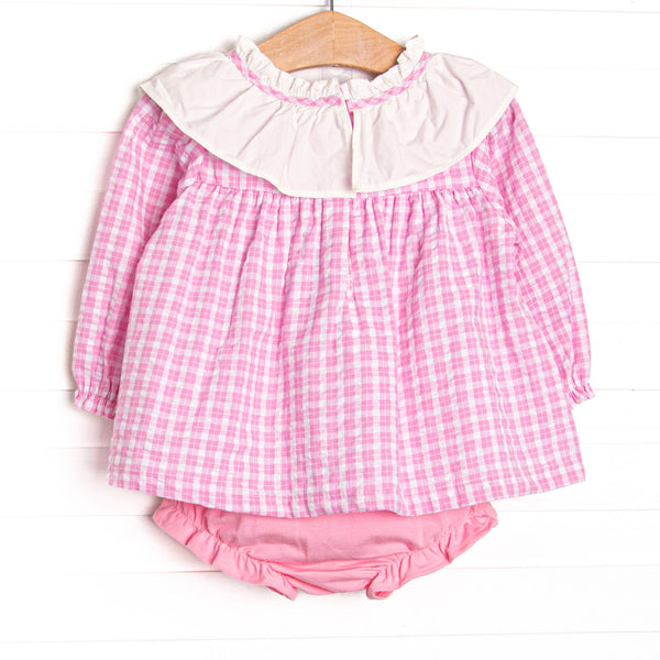 Winslet Windowpane Diaper Set, Pink