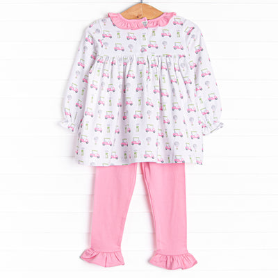 Tee Time Ruffle Legging Set, Pink
