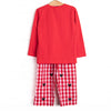 Oh Toodles Embroidered Pant Set, Red Check