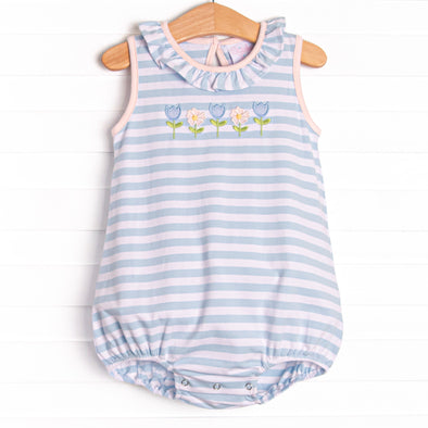 Springtime Sprouts Applique Bubble, Blue