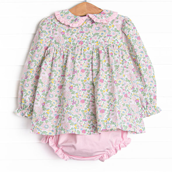 Clubhouse Carnations Applique Diaper Set, Pink