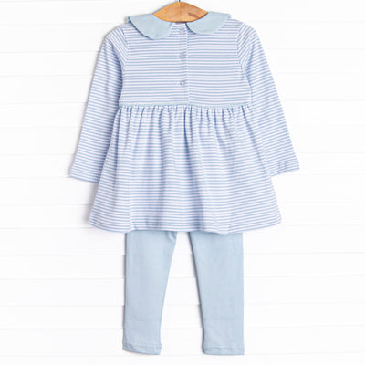 Pumpkin Patch Pick Pima Embroidered Legging Set, Blue