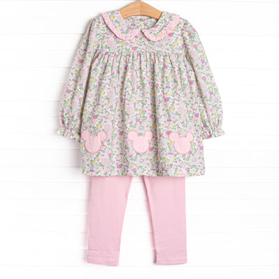Clubhouse Carnations Applique Legging Set, Pink