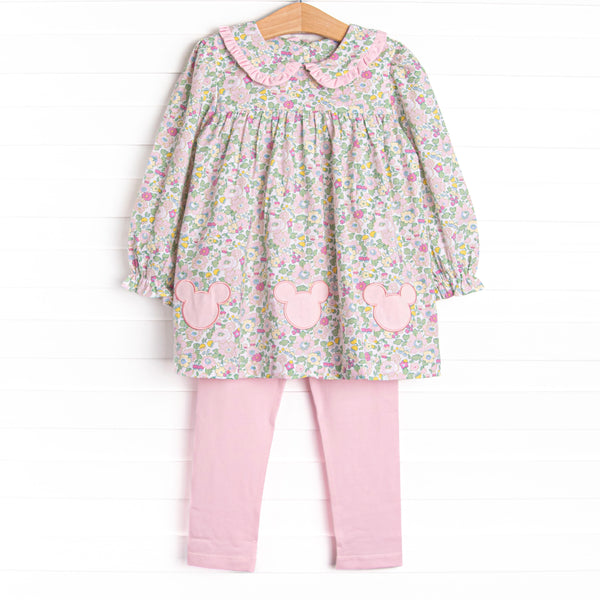 Clubhouse Carnations Applique Legging Set, Pink
