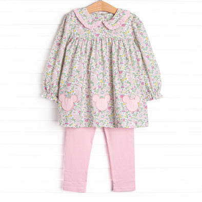 Clubhouse Carnations Applique Legging Set, Pink